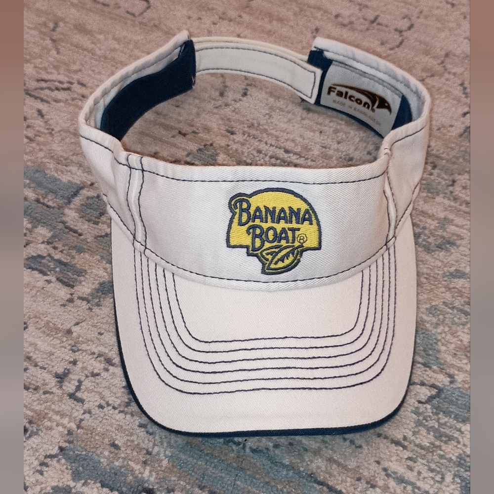 Vintage Banana Boat Blue White cotton Sun visor